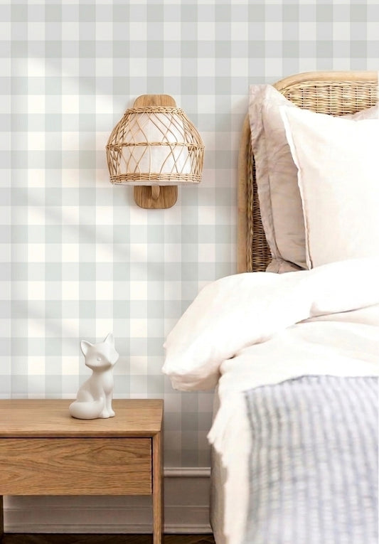 Papel Pintado Infantil Cuadros Vichy acuarela