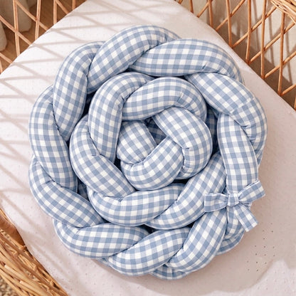 Trenza Protectora  VICHY Grande CELESTE Cuna y Cama 200cm en Algodón | Sueños de Cigüeña