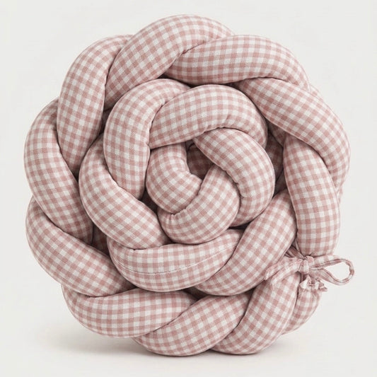 Trenza Protectora de Cuna y Cama Artesanal - Vichy Rosa