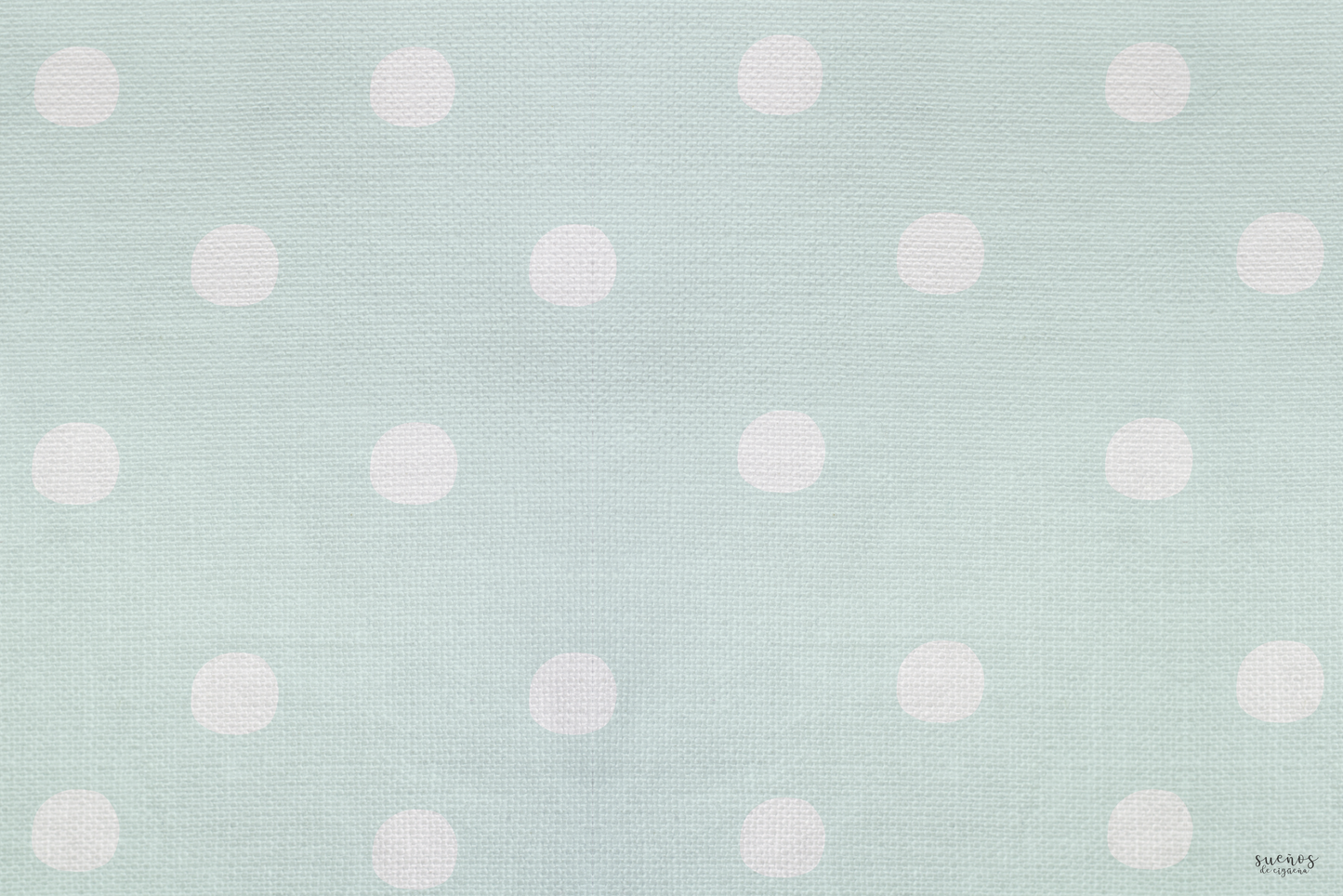Alfombra vinílica Dots con estampado de lunares blancos sobre fondo verde claro