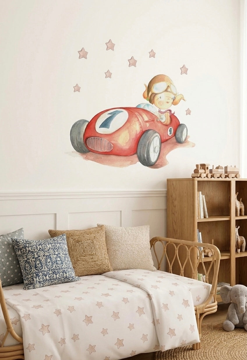 Vinil decorativo de criança de carro rápido