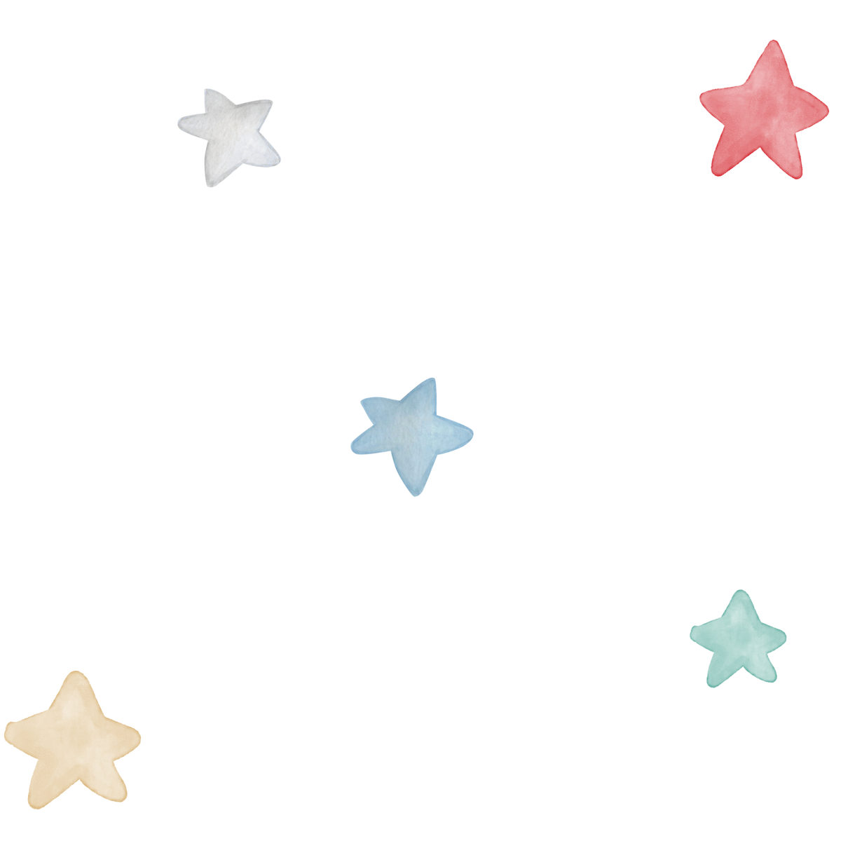 Papel pintado infantil estrellas acuarela multicolor