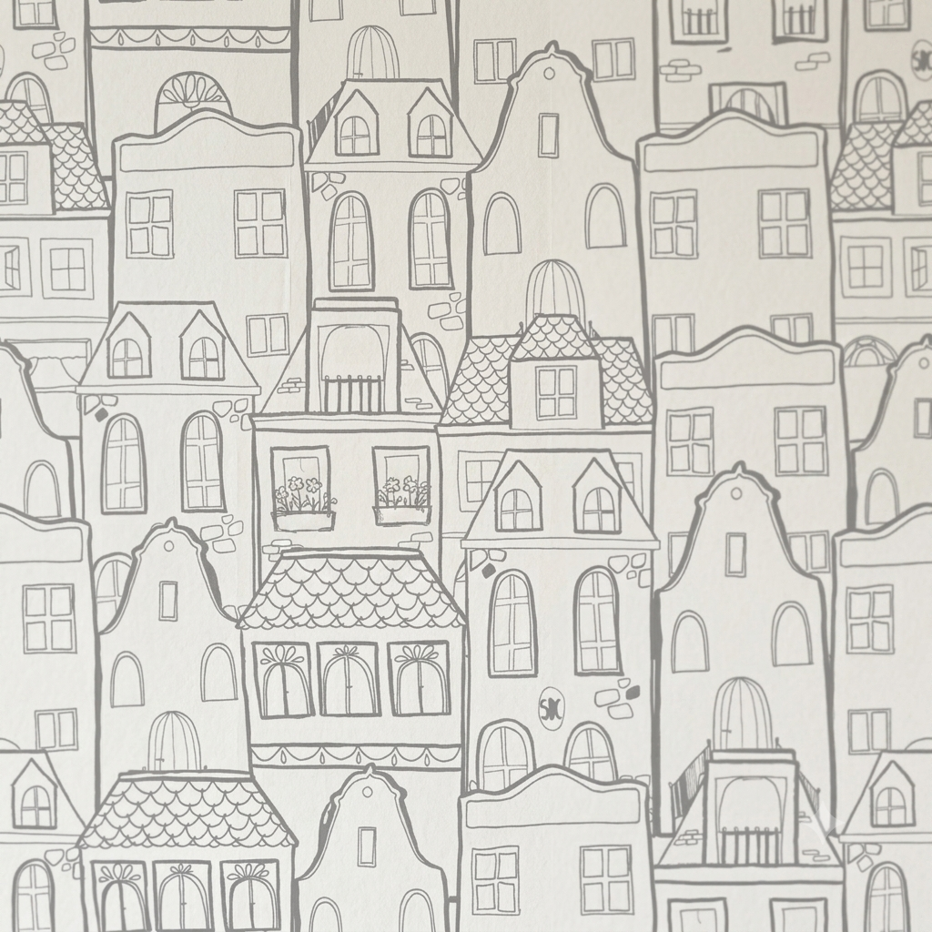 PAPEL PINTADO | CASAS BLANCO / GRIS