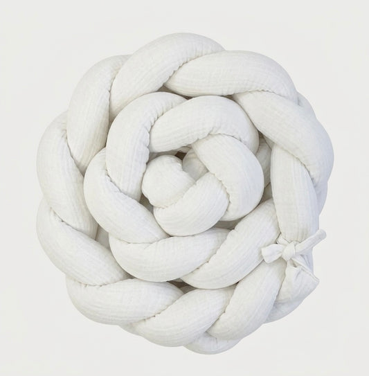 Trenza Protectora de Cuna y Cama en Algodón Muselina Blanco | Chichonera Artesanal