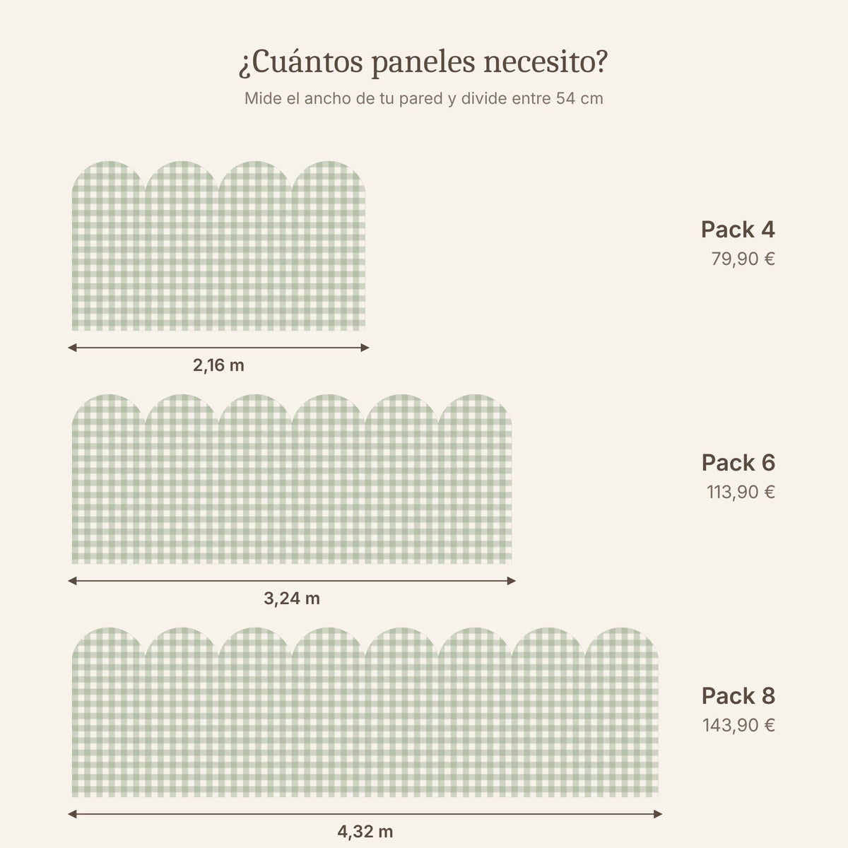 Packs de 4, 6 y 8 paneles de cenefa de arco