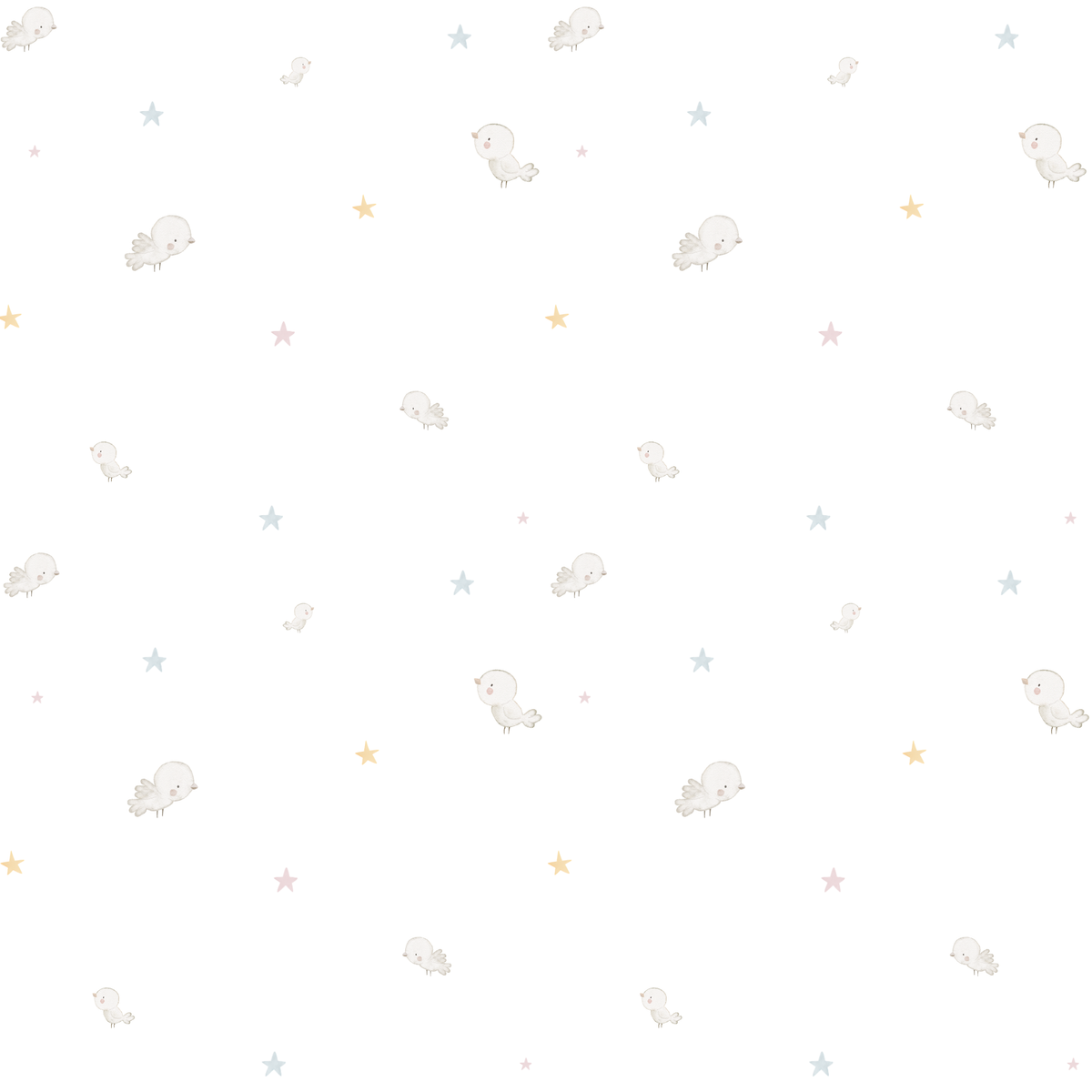Papel pintado infantil pajaritos y estrellas