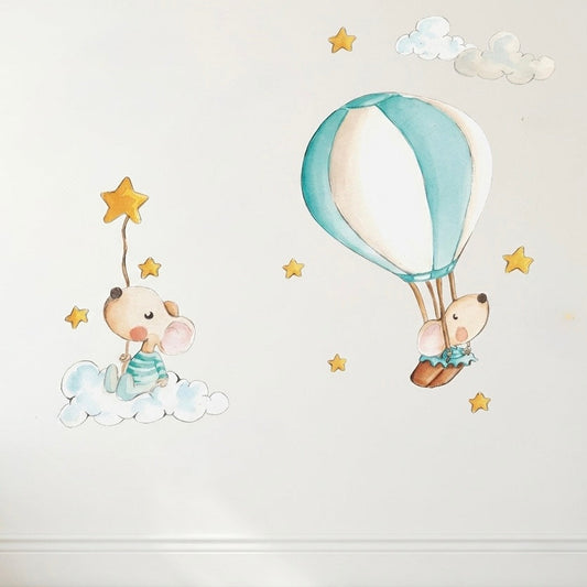 VINILO INFANTIL I GLOBO A LAS ESTRELLAS MENTA
