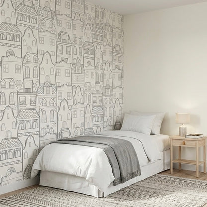 PAPEL PINTADO | CASAS BLANCO / GRIS