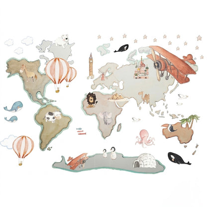 BALÕES Decorativos Infantil Vinil Mapa Mundo XL 220x180cm