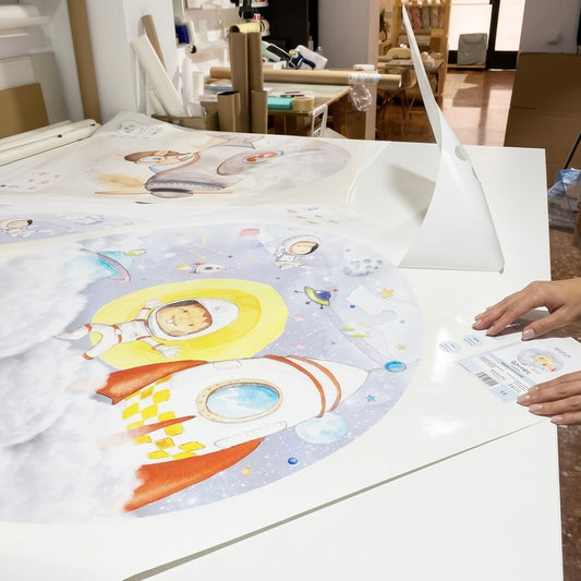VINILO INFANTIL CIRCULO I ASTRONAUTAS Ø95cm