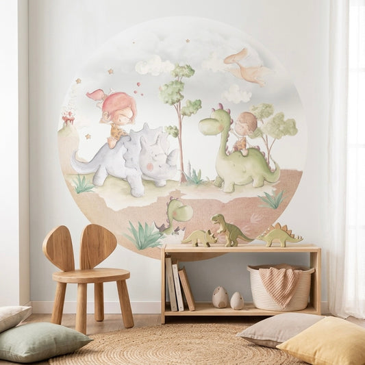 VINILO INFANTIL CIRCULO I DINOSAURIOS Ø95cm