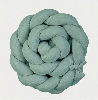 Trenza Protectora de Cuna y Cama en Algodón Muselina Musgo | Chichonera Artesanal