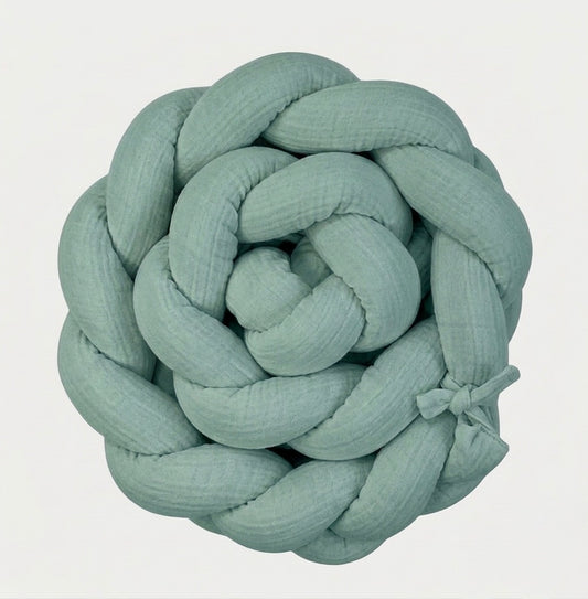Trenza Protectora de Cuna y Cama en Algodón Muselina Musgo | Chichonera Artesanal