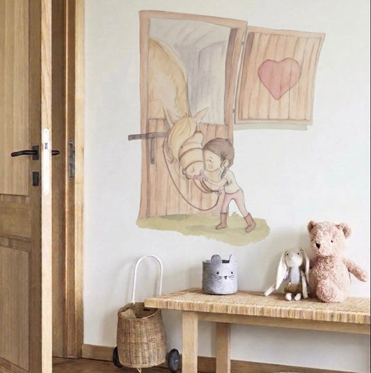 VINILO INFANTIL I CABALLO NIÑA