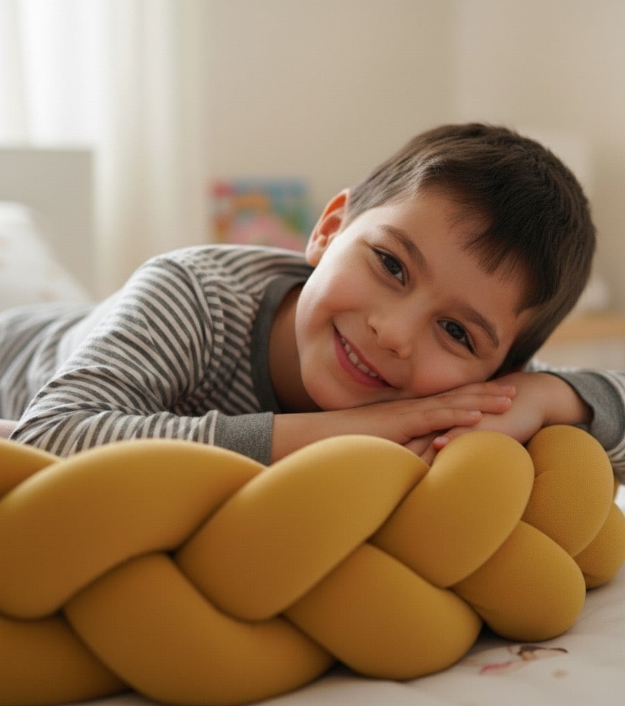 Trenza Protector de Cuna Mostaza 210cm - Comodidad y Estilo para tu Bebé