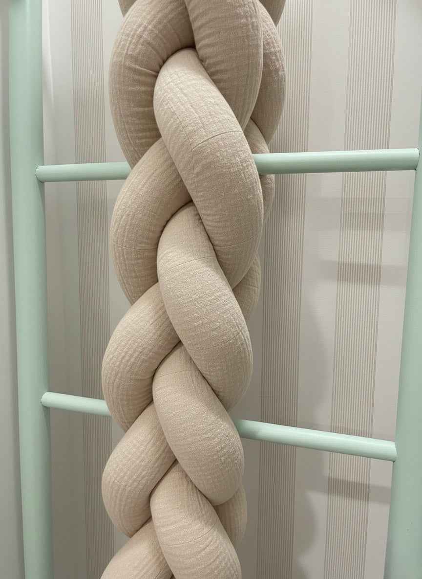 Trenza chichonera protectora para cuna y cama a medida - Confección artesanal