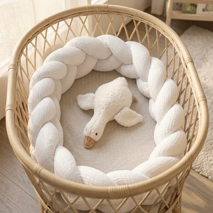 TRENZA PROTECTORA CUNA & CAMA | Muselina Blanca