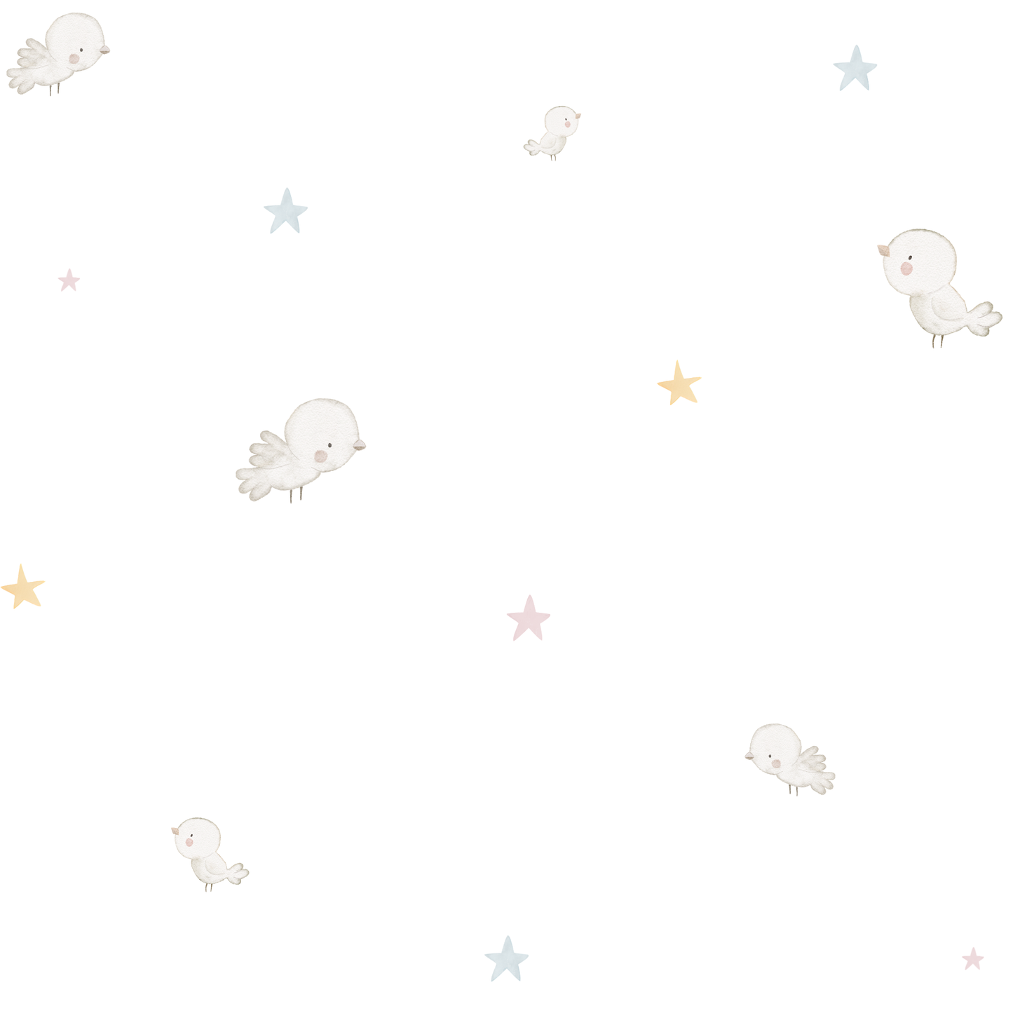 Papel Pintado Infantil Pajaritos y Estrellas