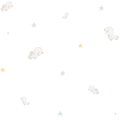 Papel Pintado Infantil Pajaritos y Estrellas