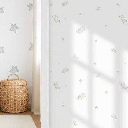 Papel Pintado Infantil Pajaritos y Estrellas