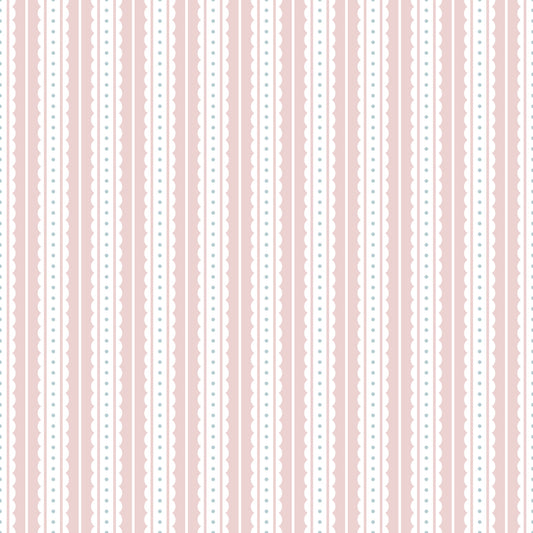 Papel pintado infantil Rayas Ticking rosa claro