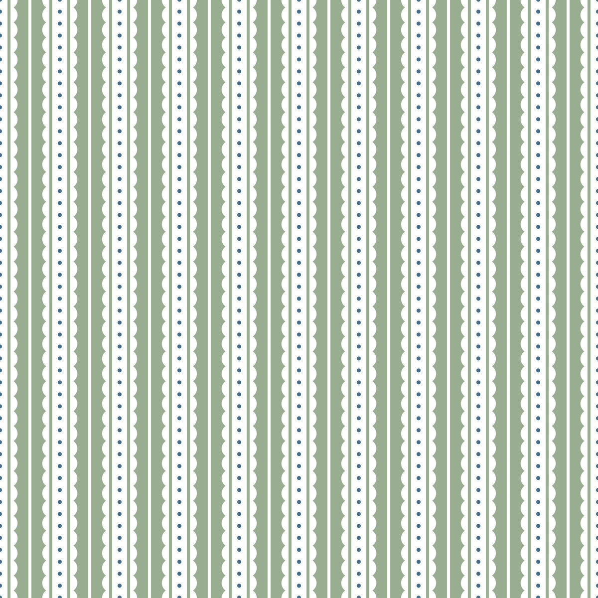 Papel pintado infantil Rayas Ticking verde