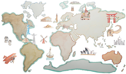 Children's Decorative Vinyl World Map Animals XL 220x120cm - DREAMS OF STORK