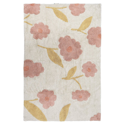 Tapete infantil lavável de algodão com estampa de flores GENTLE FLORA