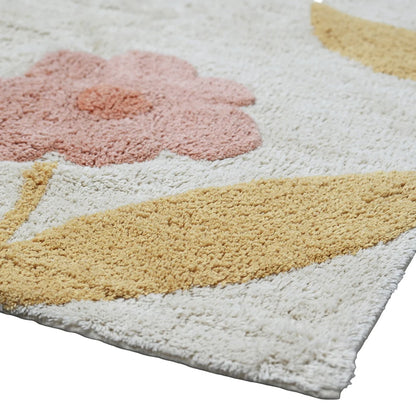 Tapete infantil lavável de algodão com estampa de flores GENTLE FLORA