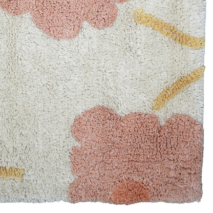 Tapete infantil lavável de algodão com estampa de flores GENTLE FLORA
