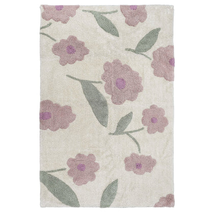Washable cotton children's rug with floral print GENTLE FLORA