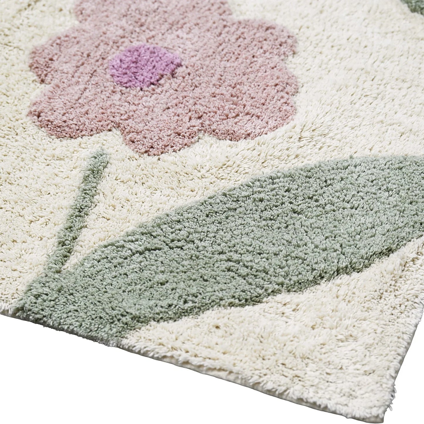 Washable cotton children's rug with floral print GENTLE FLORA