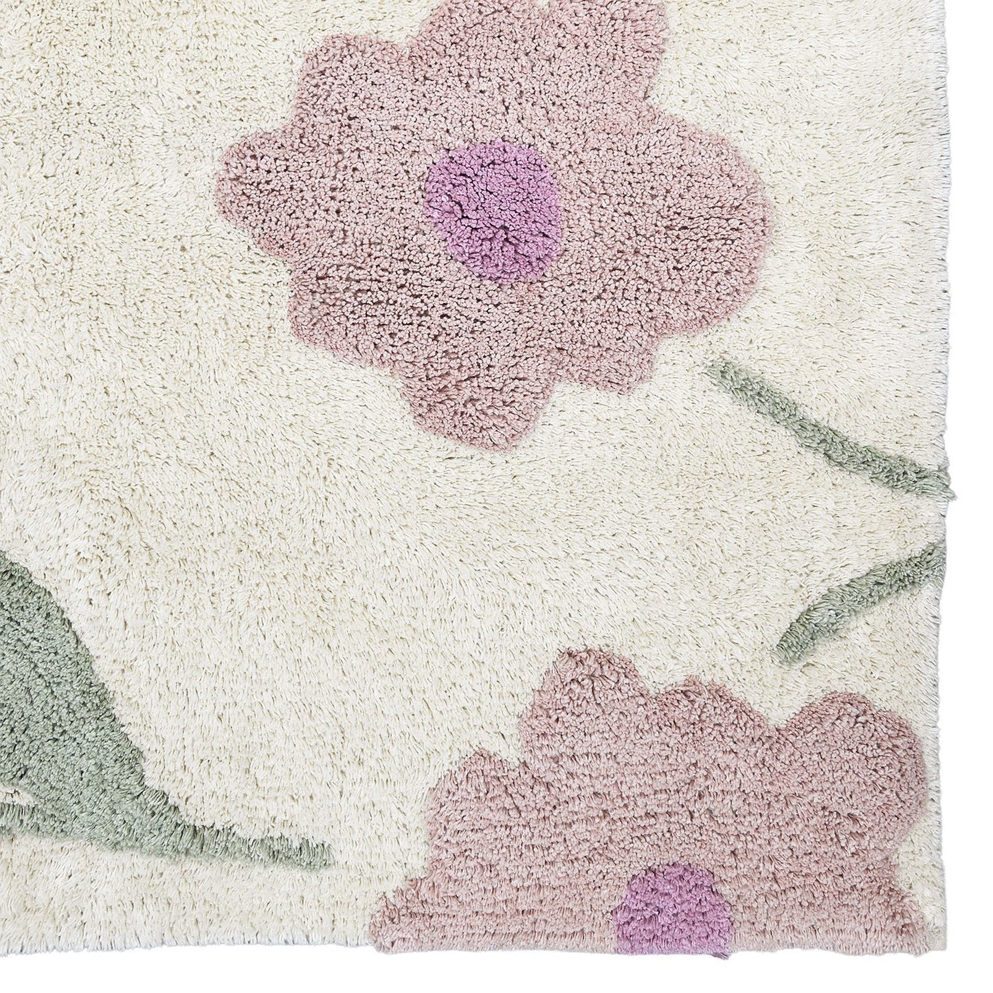 Washable cotton children's rug with floral print GENTLE FLORA