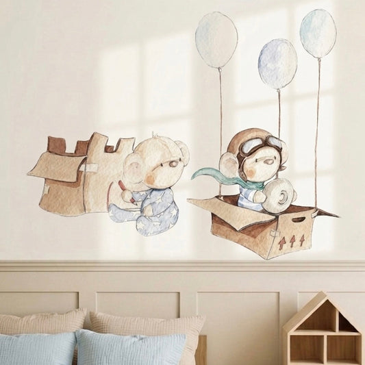 Vinilo Decorativo Infantil - una caja y globos A BOX