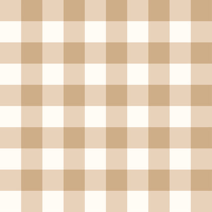 Papel pintado infantil cuadros vichy acuarela color camel
