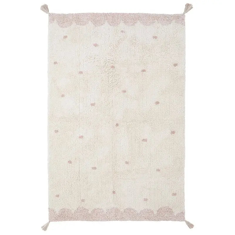 Tapis chambre enfant coton lavable à pois MINNA - Sueños de Cigueña