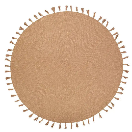 Tapis chambre enfant coton rond avec pompons LISETTE - Sueños de Cigueña
