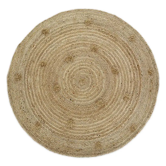 Tapis rond jute avec pompons SISKA - Sueños de Cigueña