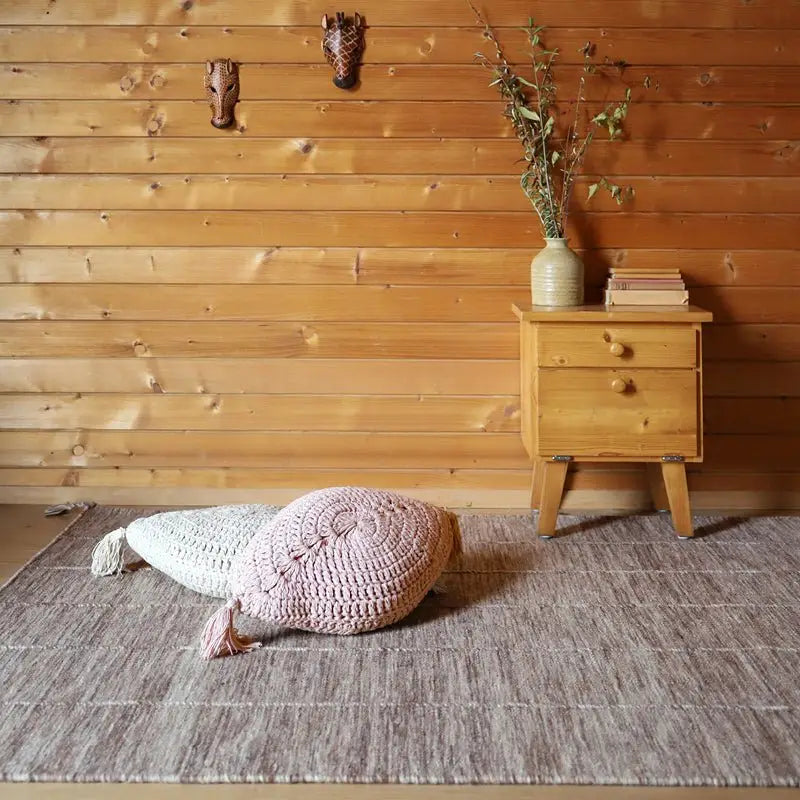 Tapis laine contemporain LHENA BRUN ROSE L - Sueños de Cigueña