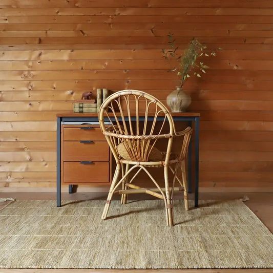 Tapis laine contemporain LHENA JAUNE BRUN L - Sueños de Cigueña
