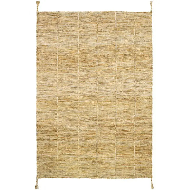 Tapis laine contemporain LHENA JAUNE BRUN M - Sueños de Cigueña