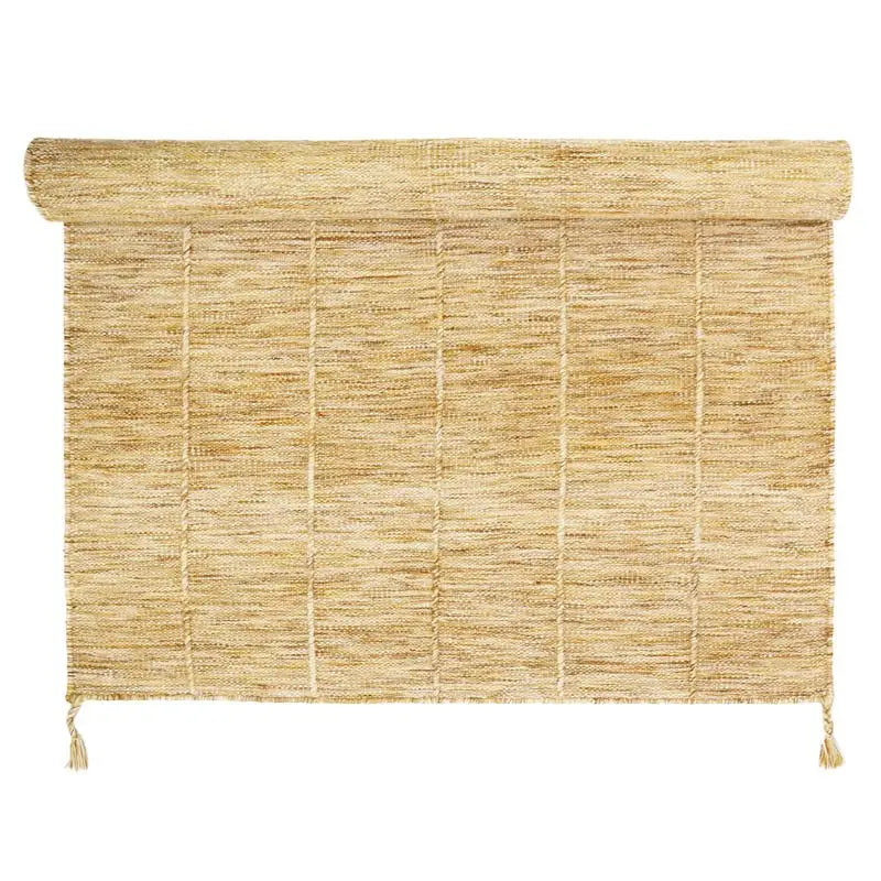 Tapis laine contemporain LHENA JAUNE BRUN M - Sueños de Cigueña