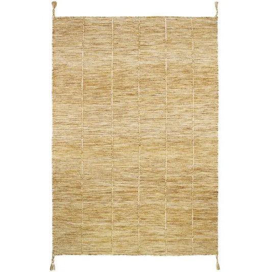 Tapis laine contemporain LHENA JAUNE BRUN S - Sueños de Cigueña