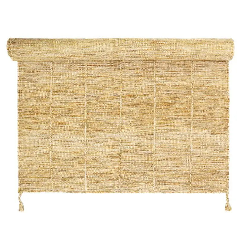 Tapis laine contemporain LHENA JAUNE BRUN S - Sueños de Cigueña