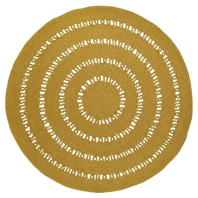 Tapis laine feutrée rond ajourée BIBEK MANGUE M - Sueños de Cigueña