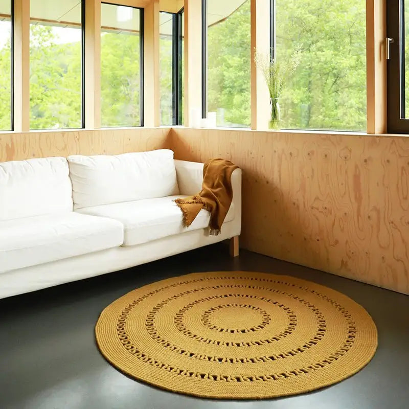 Tapis laine feutrée rond ajourée BIBEK MANGUE S - Sueños de Cigueña