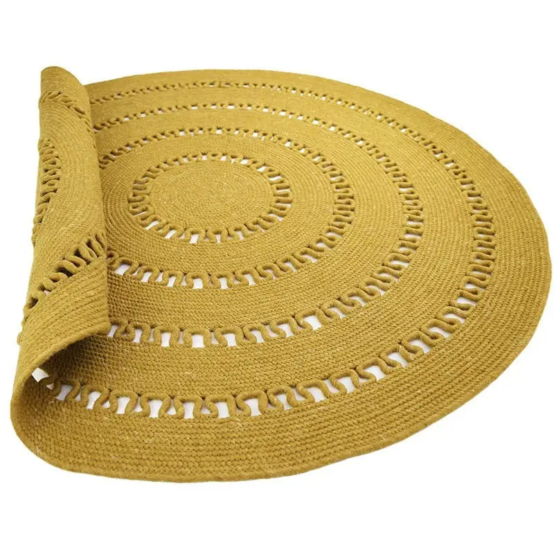 Tapis laine feutrée rond ajourée BIBEK MANGUE S - Sueños de Cigueña