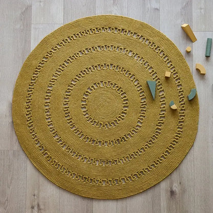 Tapis laine feutrée rond ajourée BIBEK MANGUE S - Sueños de Cigueña