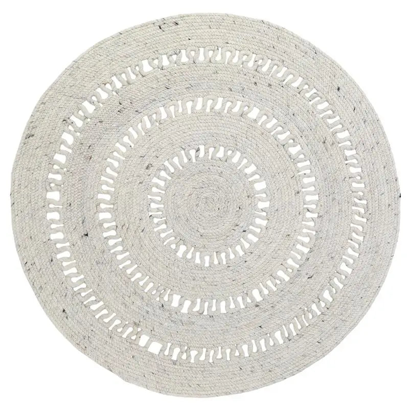 Tapis laine feutrée rond ajourée BIBEK NATUREL M - Sueños de Cigueña