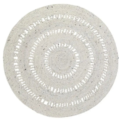 Tapis laine feutrée rond ajourée BIBEK NATUREL M - Sueños de Cigueña